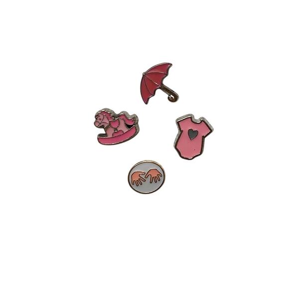 Lot of 60+ Pcs Floating Locket Jewelry Charms Pink Blue Newborn Boy Girl Baby - Picture 3 of 6